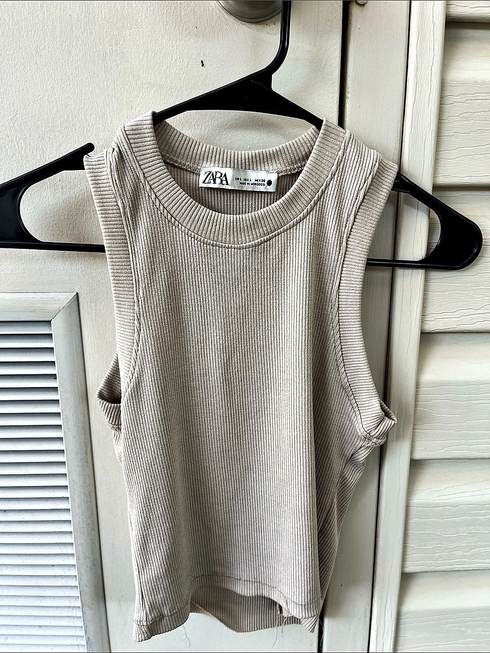 Zara Ribbed Knit Crop Tank Top Beige